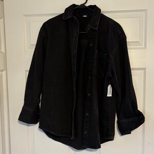 Black Denim Button-Up Shirt